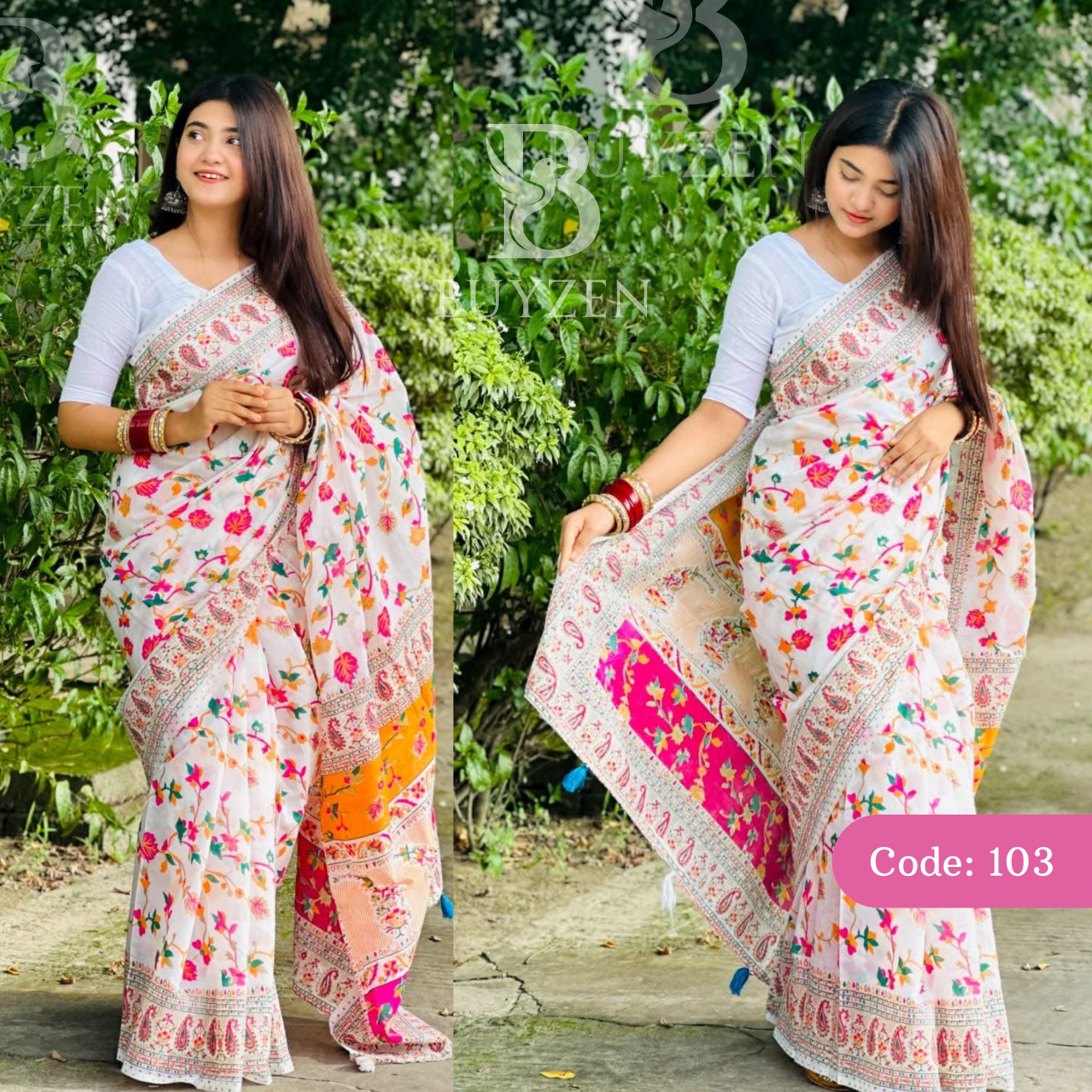 Half Silk Saree Code-103