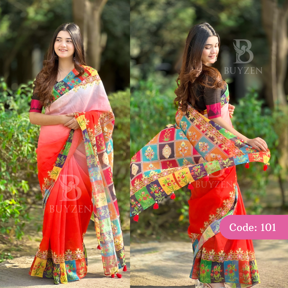 Semi Muslin Saree Code-101