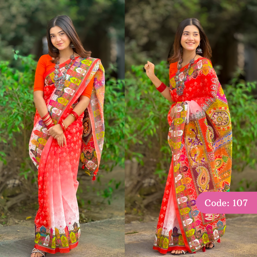 Semi Muslin Saree Code-107